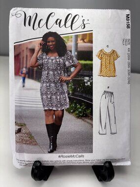 McCalls M8158 Womens Shirt Dress Short Sewing Pattern Size 26W-28W-30W-32W Uncut